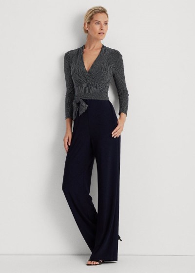 Ralph Lauren Color-Blocked Belted Jumpsuit Dame Danmark (FQCBN2968)